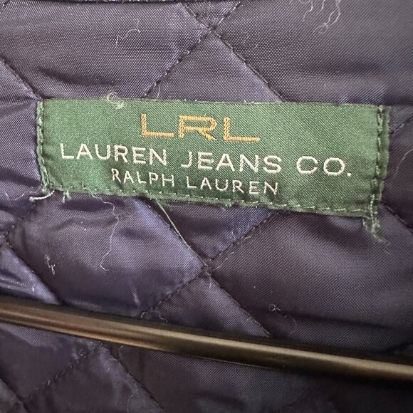 Lauren Jeans Co. Ralph Lauren Blue Quilted Denim Jacket Gold Buttons EUC - Picture 2 of 11